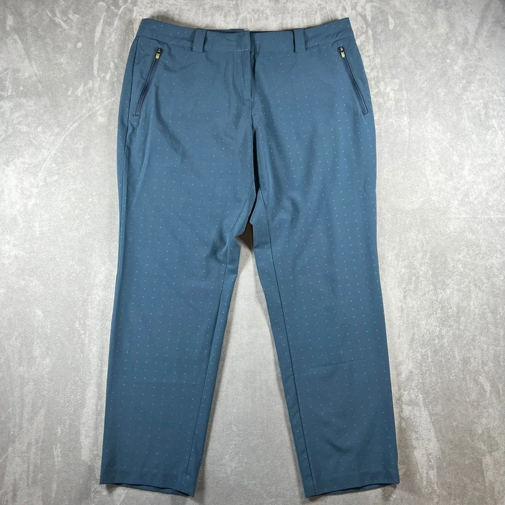 Nike Golf Tour Performance Dri-FIT Pants Womens 12 Blue Tonal Dot Zipper Pockets
